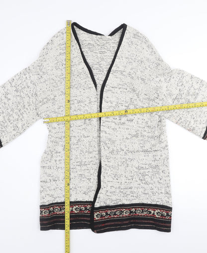 Bershka Women Ivory Bohemian Open Knit 3/4 Sleeve Cardigan Size 8