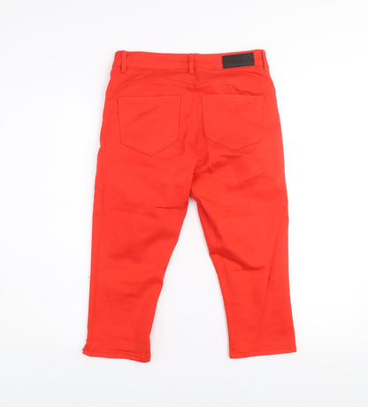 Womens UK Size M VERO MODA Slim Fit Cropped Red Jeans