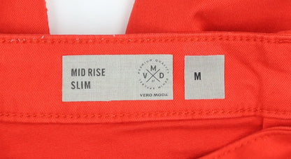 Womens UK Size M VERO MODA Slim Fit Cropped Red Jeans
