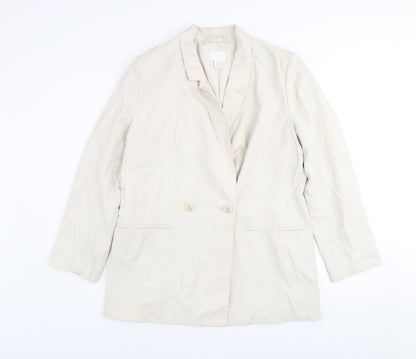 H&M Women Beige Regular Fit Blazer Jacket Size S
