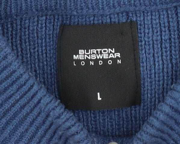 Burton Menswear London Blue Acrylic Crew Neck Men's Jumper Size L