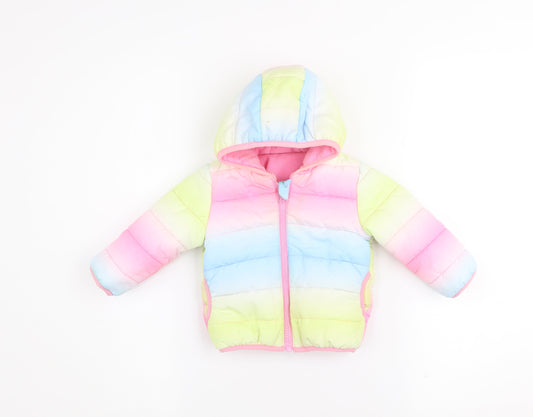 Dunnes Stores Unisex Baby Multicoloured 6-9 Months Hooded Puffer Jacket