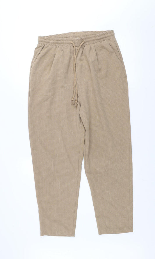 Womens UK Size 12 PRETTYLITTLETHING Relaxed Fit Casual Travel Workwear Beige Tro