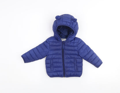 Lupilu Blue Unisex Baby Puffer Jacket 12-18 Months Hooded Winter Coat