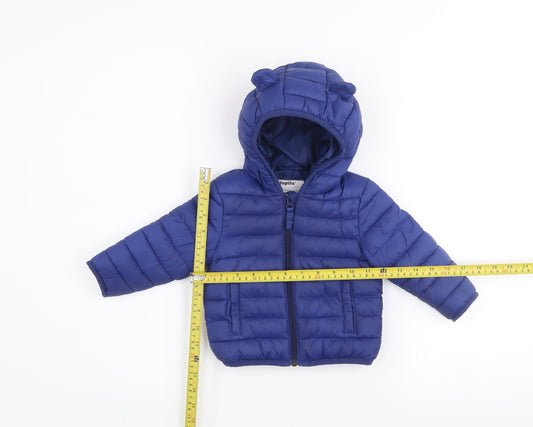 Lupilu Blue Unisex Baby Puffer Jacket 12-18 Months Hooded Winter Coat