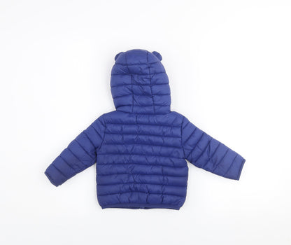 Lupilu Blue Unisex Baby Puffer Jacket 12-18 Months Hooded Winter Coat