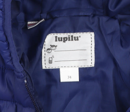 Lupilu Blue Unisex Baby Puffer Jacket 12-18 Months Hooded Winter Coat