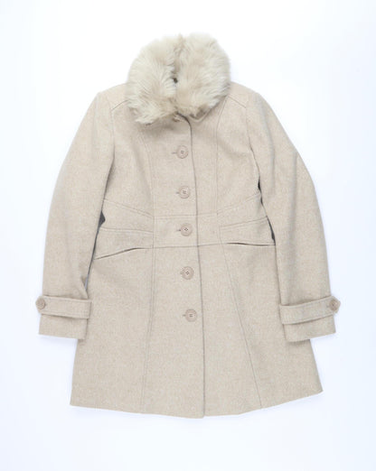Womens UK Size M Oasis Beige Overcoat