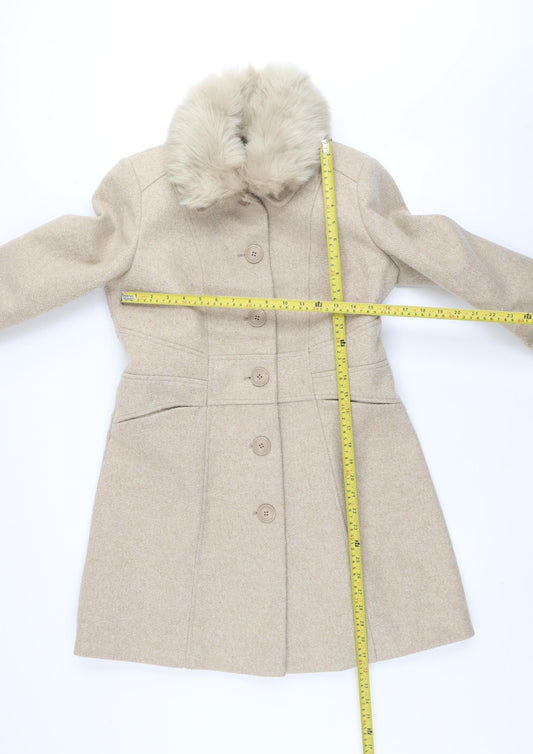Womens UK Size M Oasis Beige Overcoat