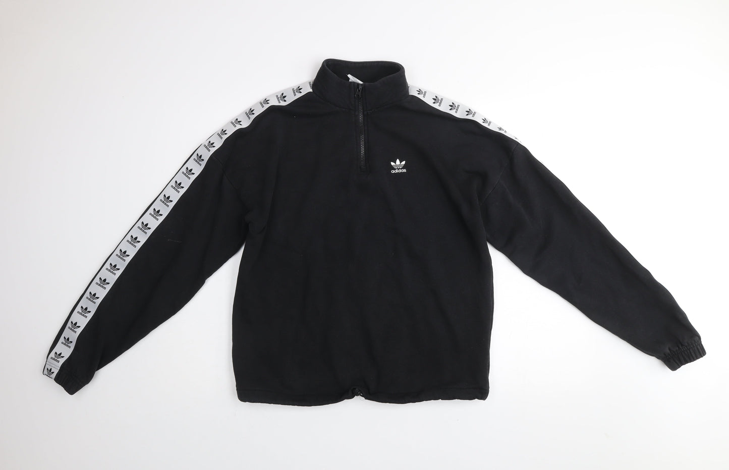 Adidas Womens Black 1/4 Zip Sweatshirt Size 10 Cotton Blend