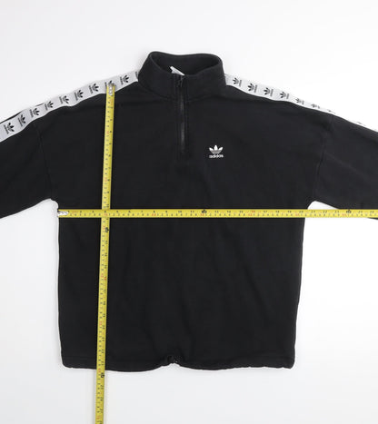 Adidas Womens Black 1/4 Zip Sweatshirt Size 10 Cotton Blend