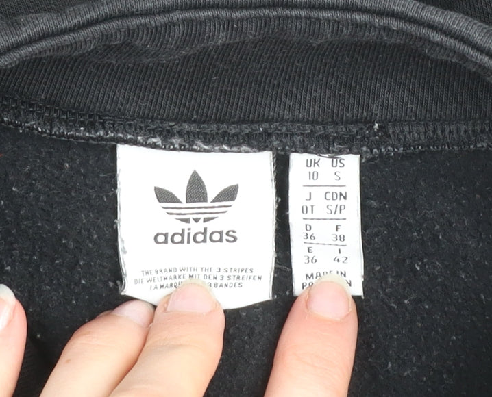 Adidas Womens Black 1/4 Zip Sweatshirt Size 10 Cotton Blend