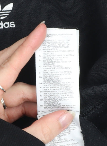 Adidas Womens Black 1/4 Zip Sweatshirt Size 10 Cotton Blend