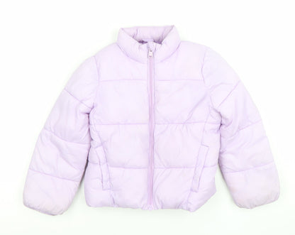 Primark Girls Purple Puffer Jacket 4-5 Years Winter Quilted Coat