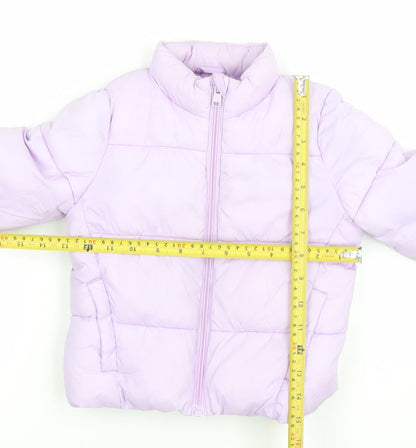 Primark Girls Purple Puffer Jacket 4-5 Years Winter Quilted Coat
