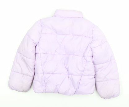 Primark Girls Purple Puffer Jacket 4-5 Years Winter Quilted Coat