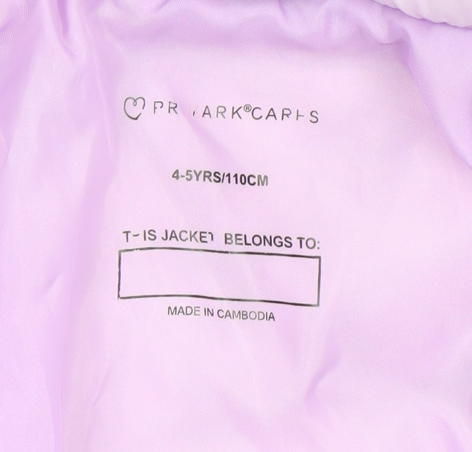 Primark Girls Purple Puffer Jacket 4-5 Years Winter Quilted Coat