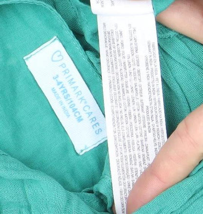 Primark Girls Green 3 Years Ruffle Sleeveless Knee Length Dress