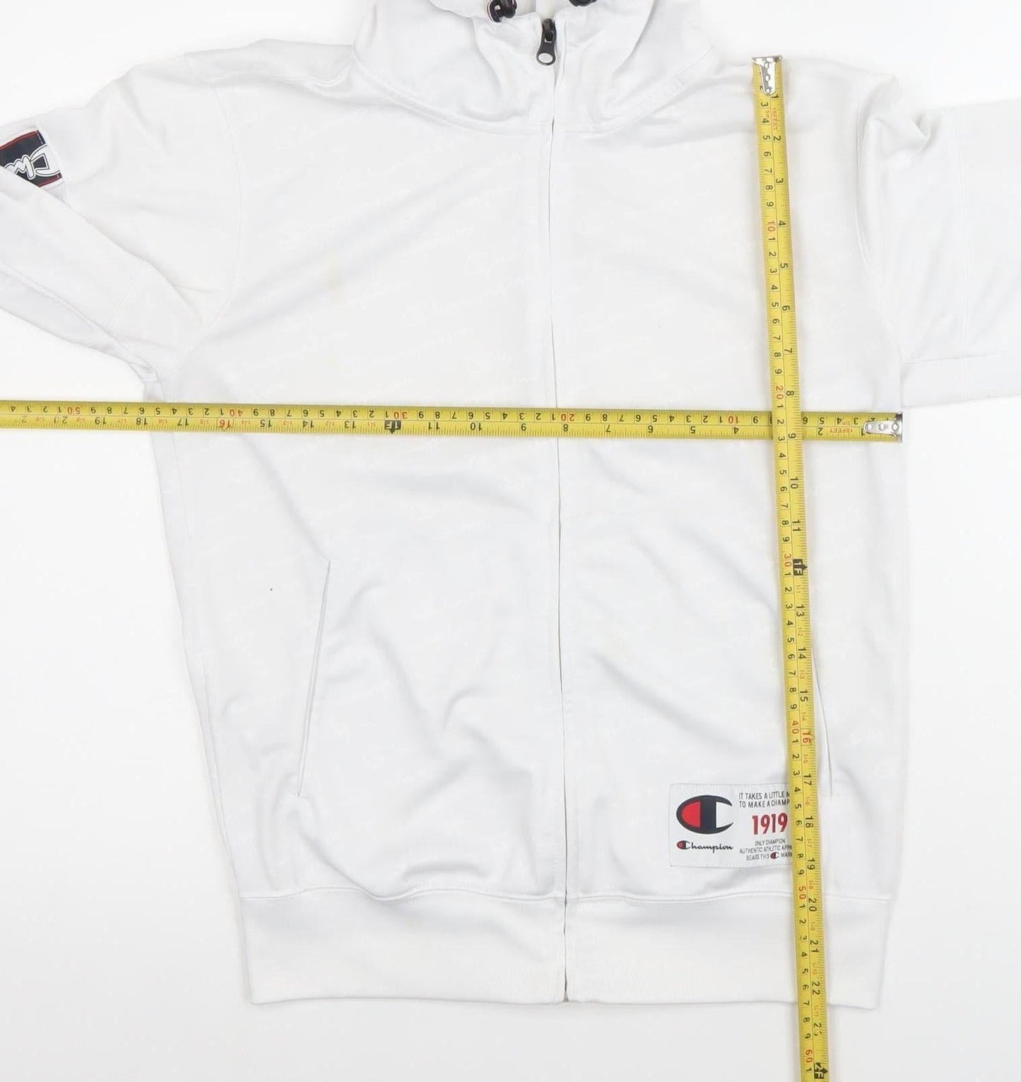 Mens UK Size S Champion White Full Zip Hoodie