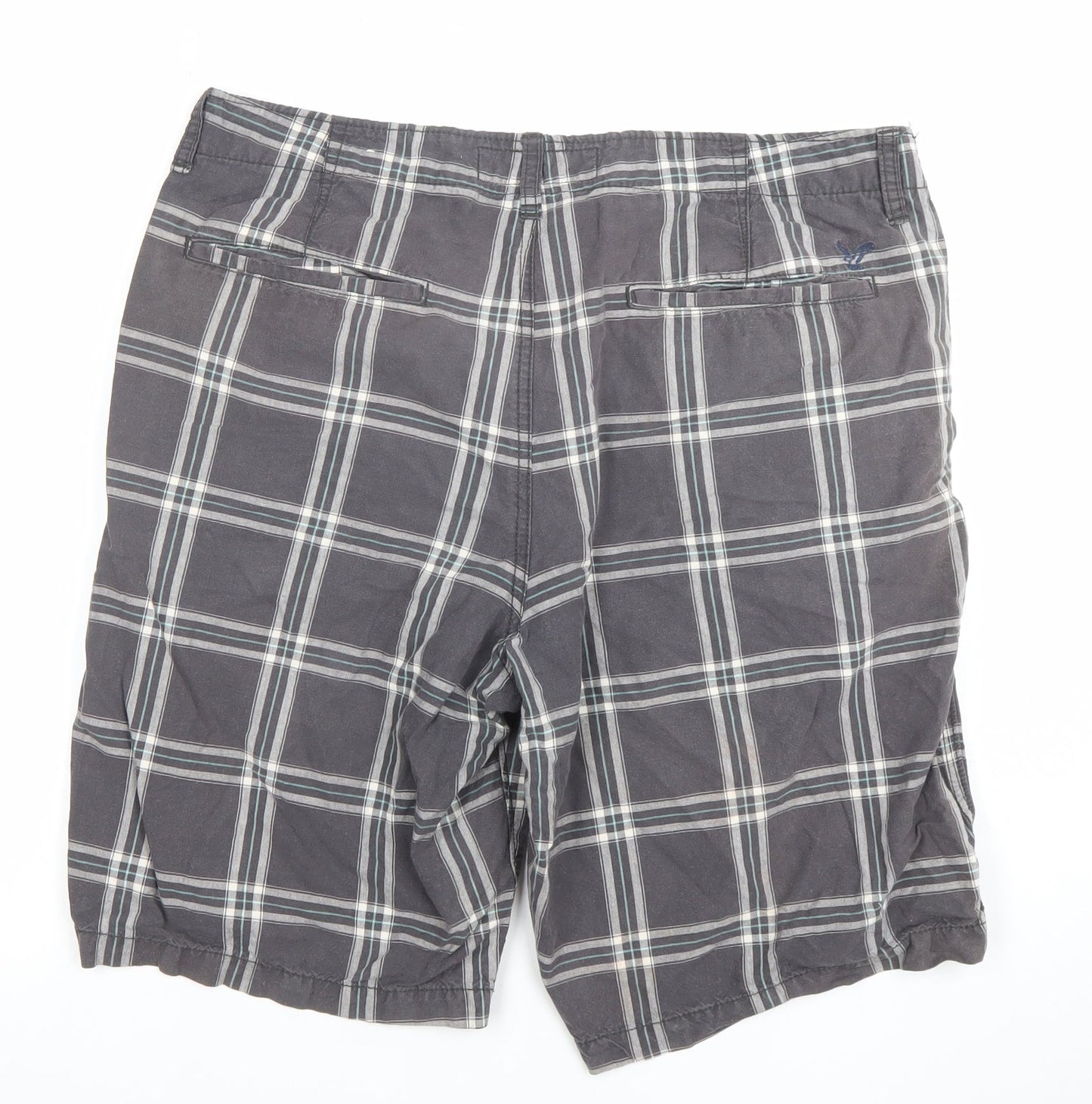 American Eagle Men's Grey Check Chino Shorts Size 34 Regular Fit