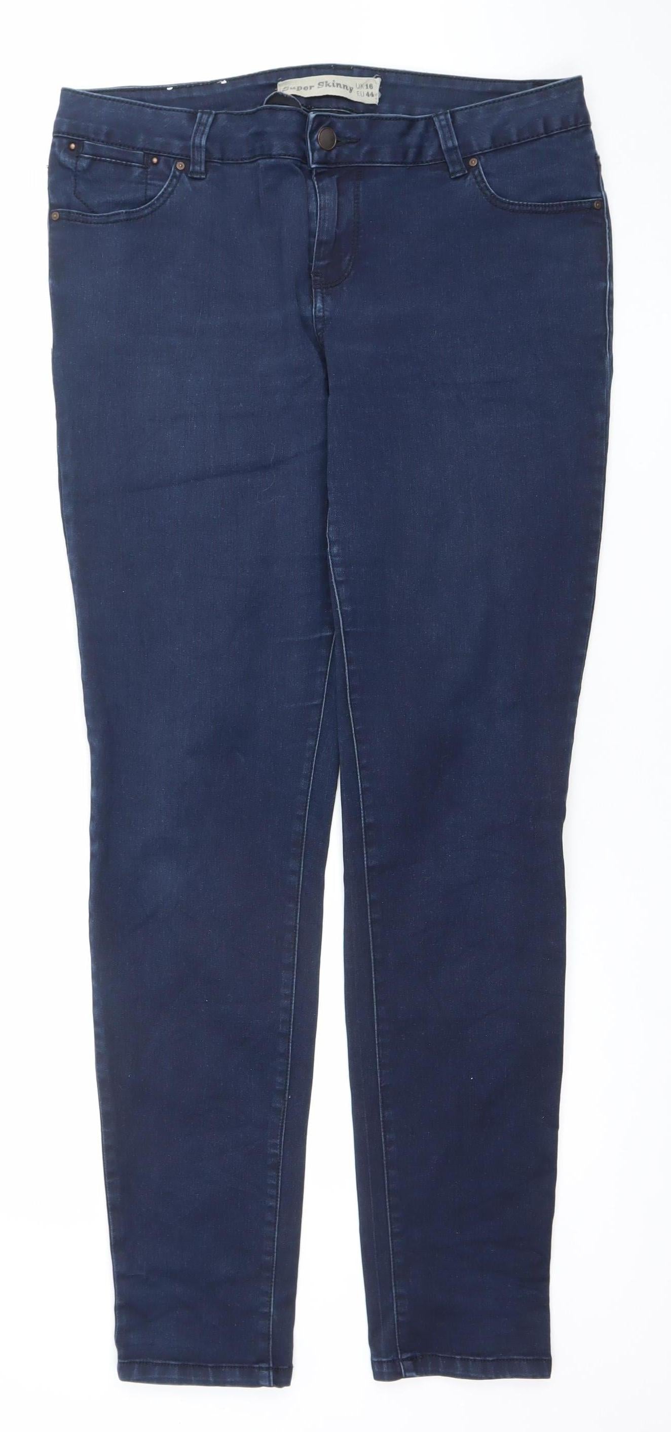 New Look Women's Blue Super Skinny Mid Rise Jeggings Size 8