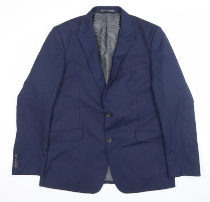 Marks and Spencer Mens Blue 42R Regular Fit Wool Blend Blazer