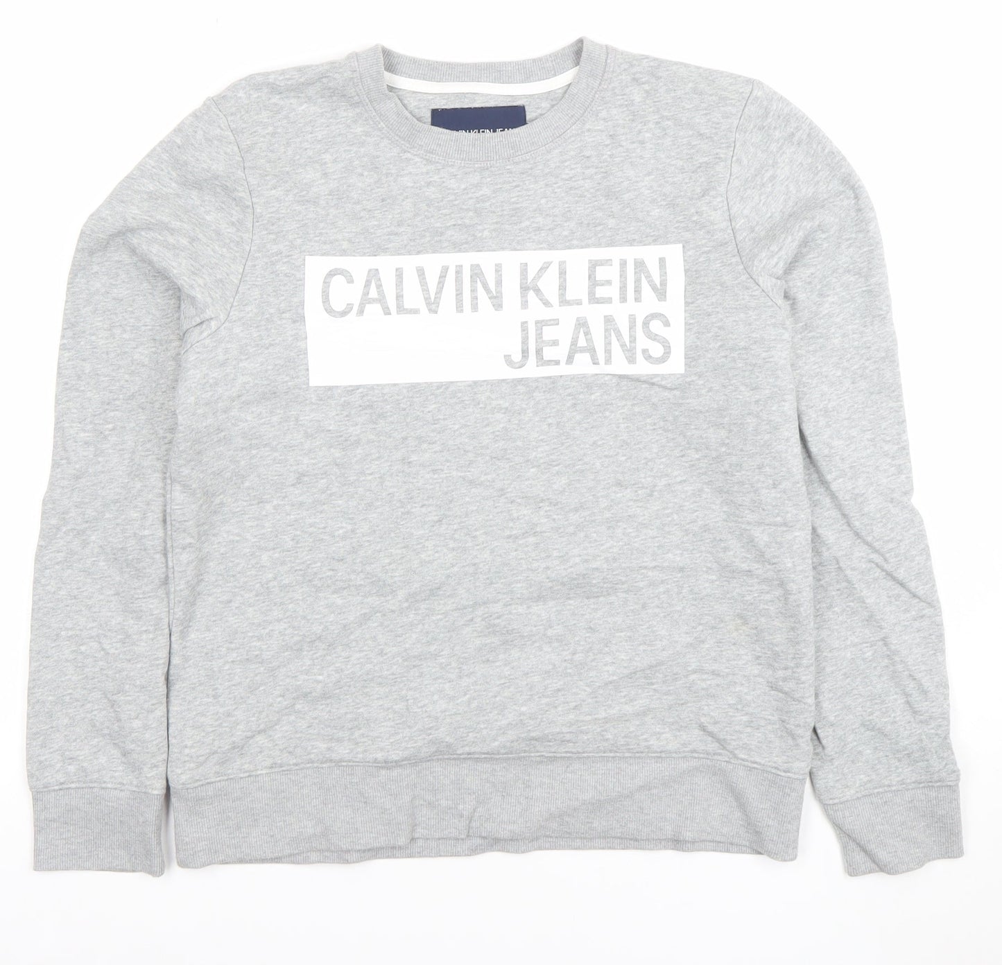 Womens UK Size S Calvin Klein Jeans Grey Pullover Sweatshirt