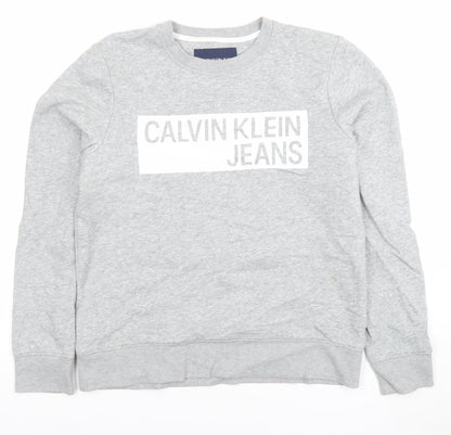 Womens UK Size S Calvin Klein Jeans Grey Pullover Sweatshirt
