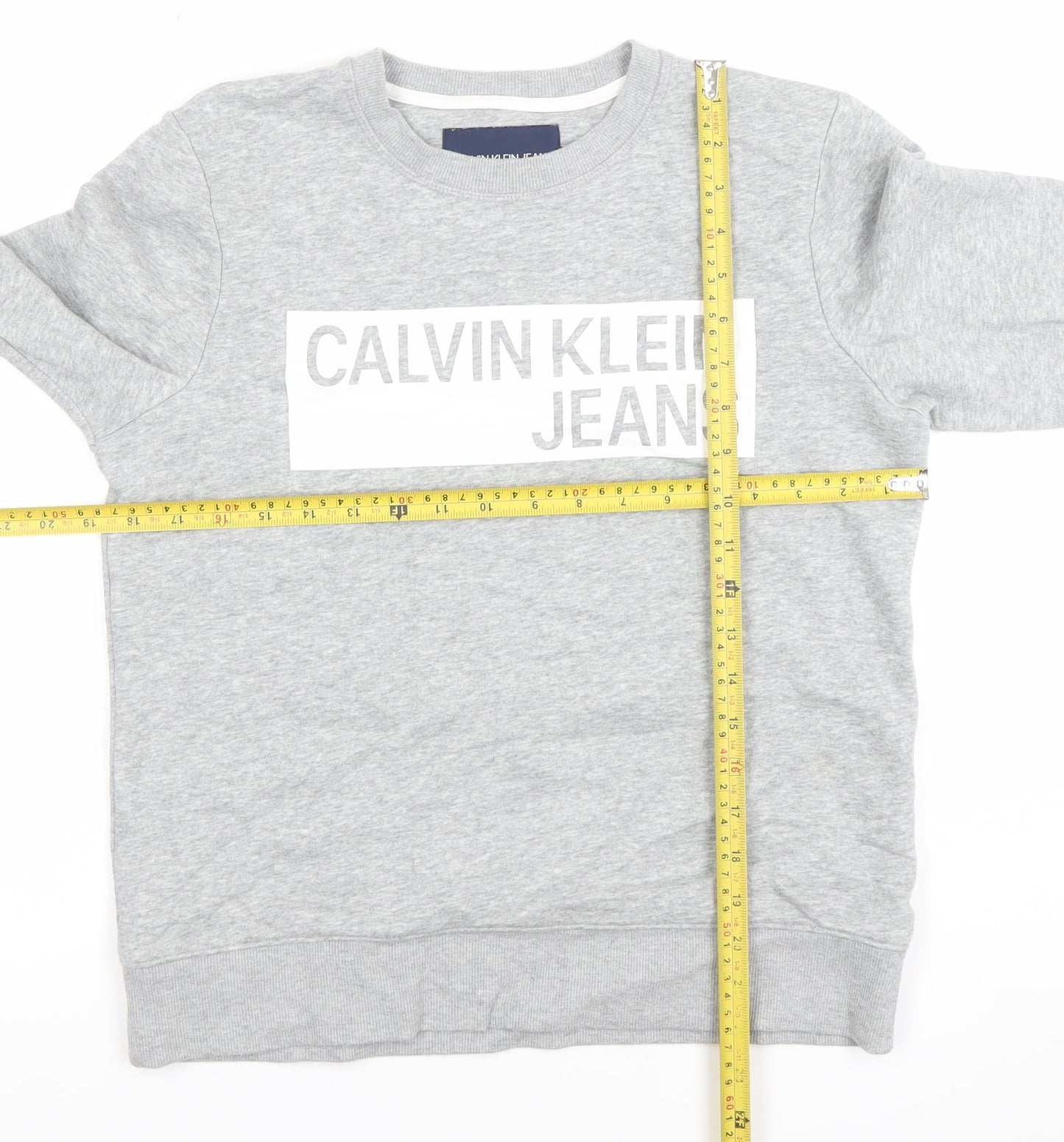 Womens UK Size S Calvin Klein Jeans Grey Pullover Sweatshirt