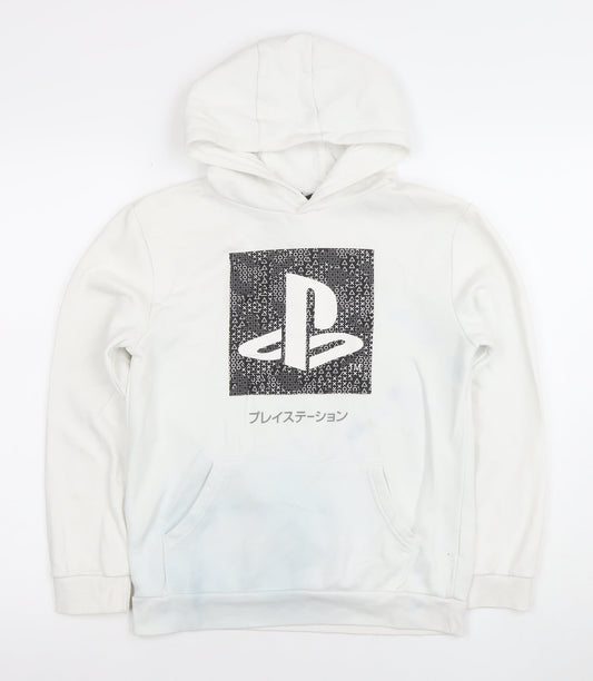 Boys UK Size 10-11 Years PlayStation White Pullover Hoodie