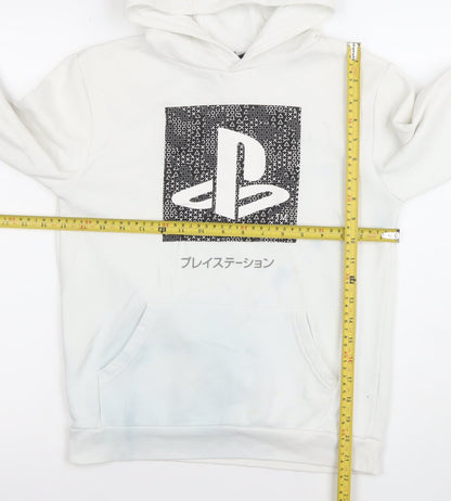 Boys UK Size 10-11 Years PlayStation White Pullover Hoodie