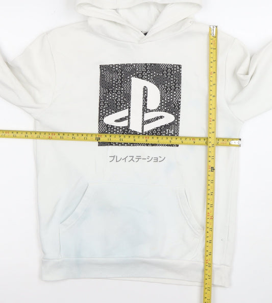 Boys UK Size 10-11 Years PlayStation White Pullover Hoodie