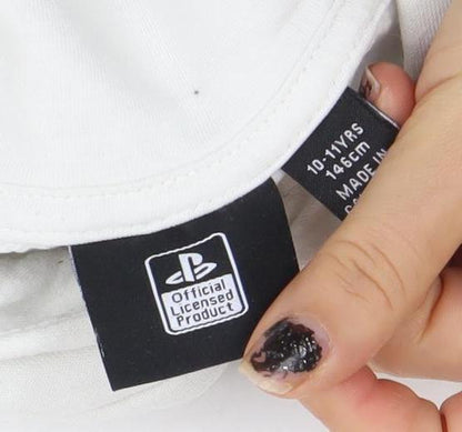 Boys UK Size 10-11 Years PlayStation White Pullover Hoodie