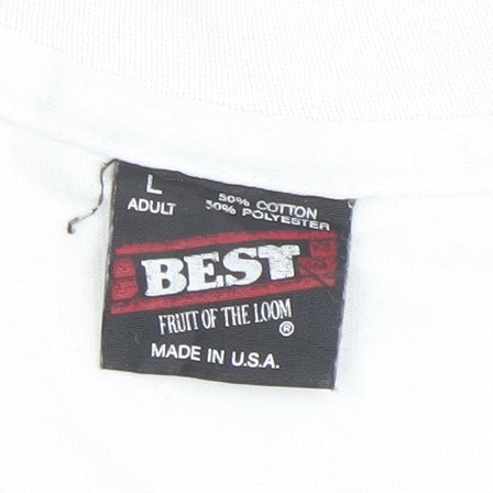 Mens UK Size L Fruit of the Loom White  T-Shirt