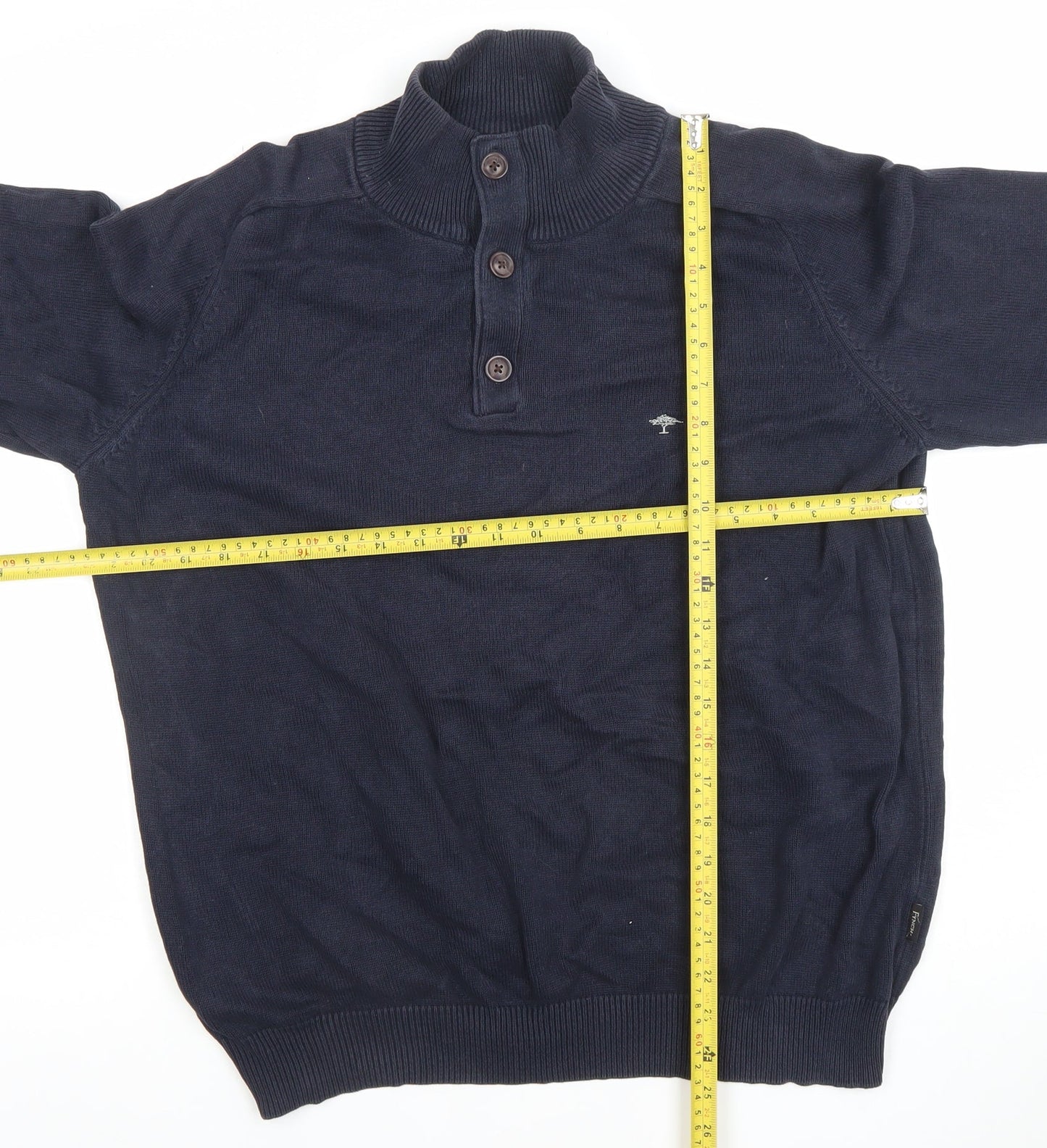 Fynch-Hatton Men’s Blue Cotton Henley Jumper M