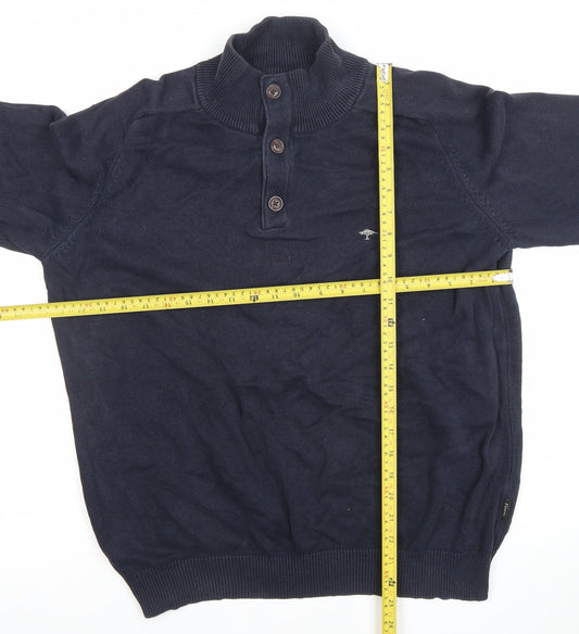 Fynch-Hatton Men’s Blue Cotton Henley Jumper M