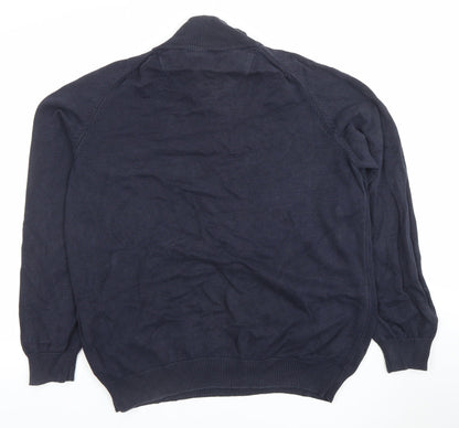 Fynch-Hatton Men’s Blue Cotton Henley Jumper M