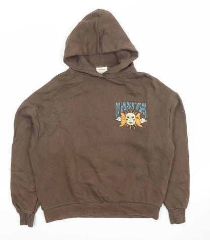 Womens UK Size XS Pull & Bear Brown Pullover Hoodie