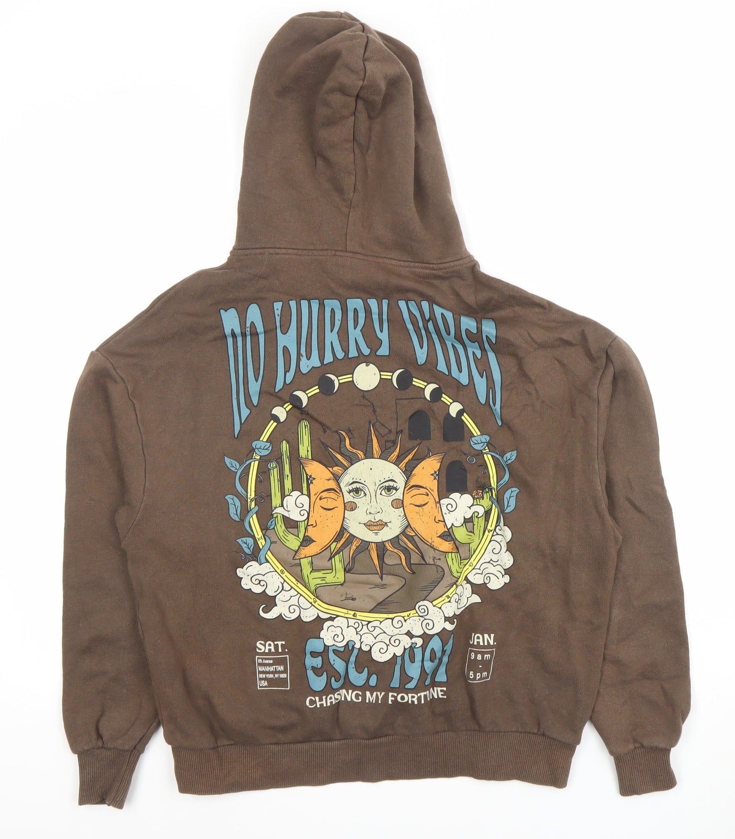 Womens UK Size XS Pull & Bear Brown Pullover Hoodie