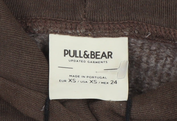 Womens UK Size XS Pull & Bear Brown Pullover Hoodie