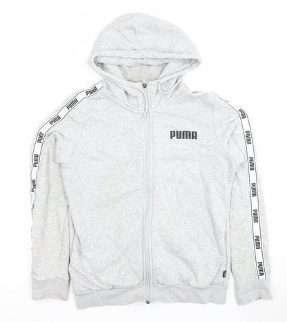 Puma Womens Grey Full Zip Hoodie Medium Hooded Sportswear