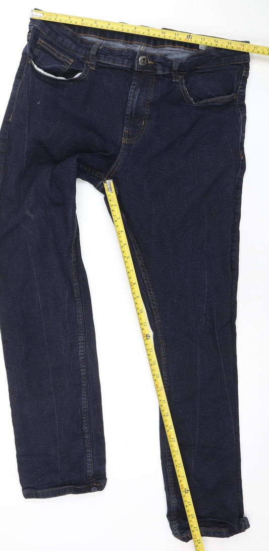 Denim Co. Mens Blue Straight Leg Jeans 36W 32L Cotton Blend