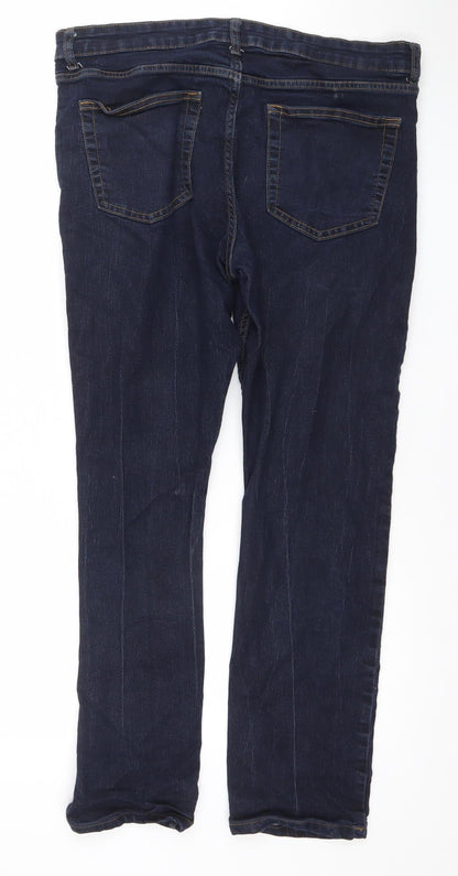 Denim Co. Mens Blue Straight Leg Jeans 36W 32L Cotton Blend