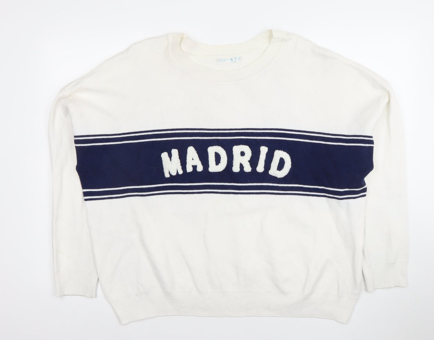 Primark Women’s White Madrid Pullover Jumper XL Crew Neck Knit