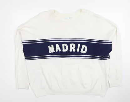 Primark Women’s White Madrid Pullover Jumper XL Crew Neck Knit