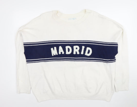 Primark Women’s White Madrid Pullover Jumper XL Crew Neck Knit