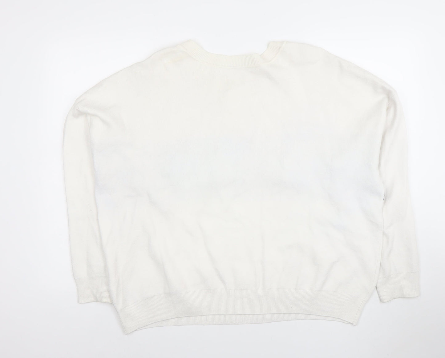 Primark Women’s White Madrid Pullover Jumper XL Crew Neck Knit