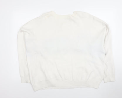 Primark Women’s White Madrid Pullover Jumper XL Crew Neck Knit