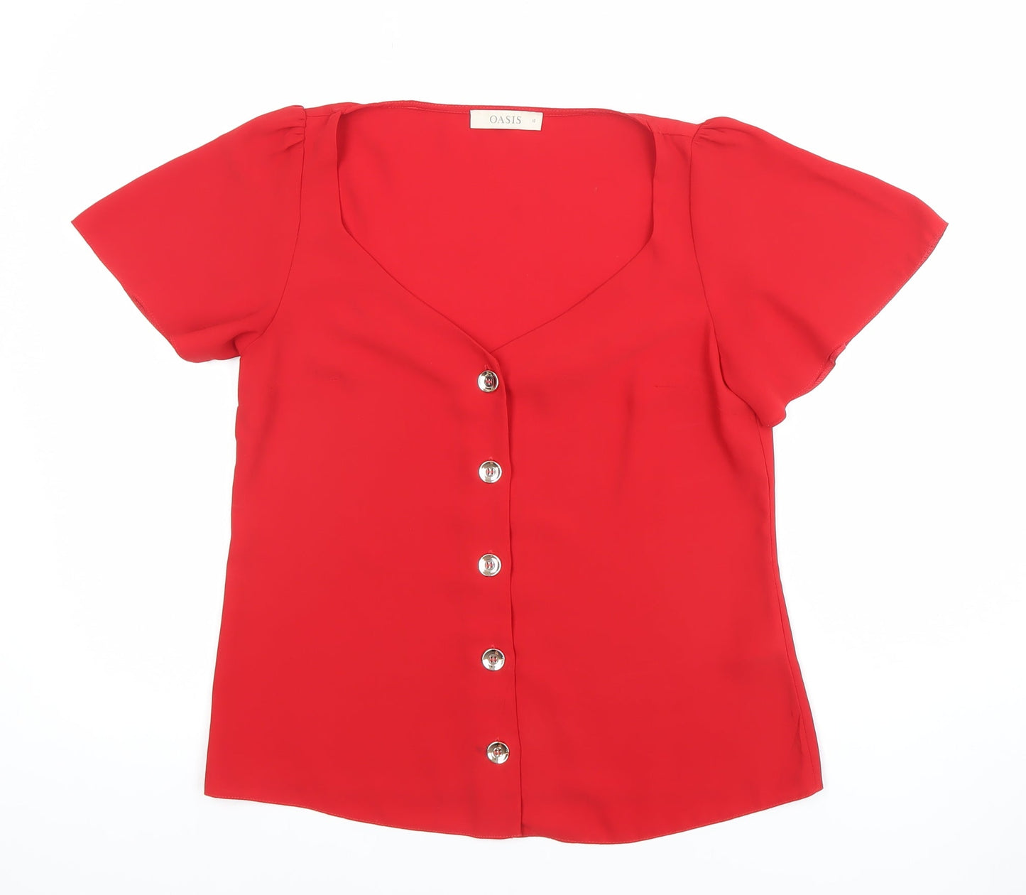 Womens UK Size 10 Oasis Red Basic Blouse