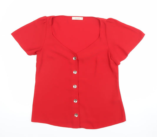 Womens UK Size 10 Oasis Red Basic Blouse